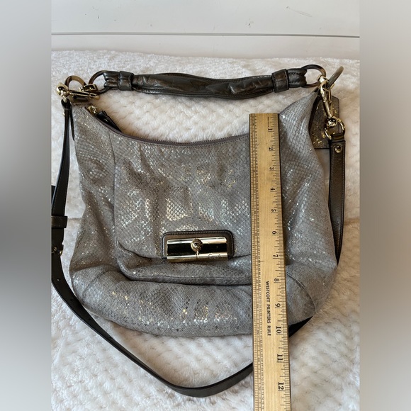 Coach Kristen Grey Python Embossed Leather Hobo Bag - Picture 10 of 10